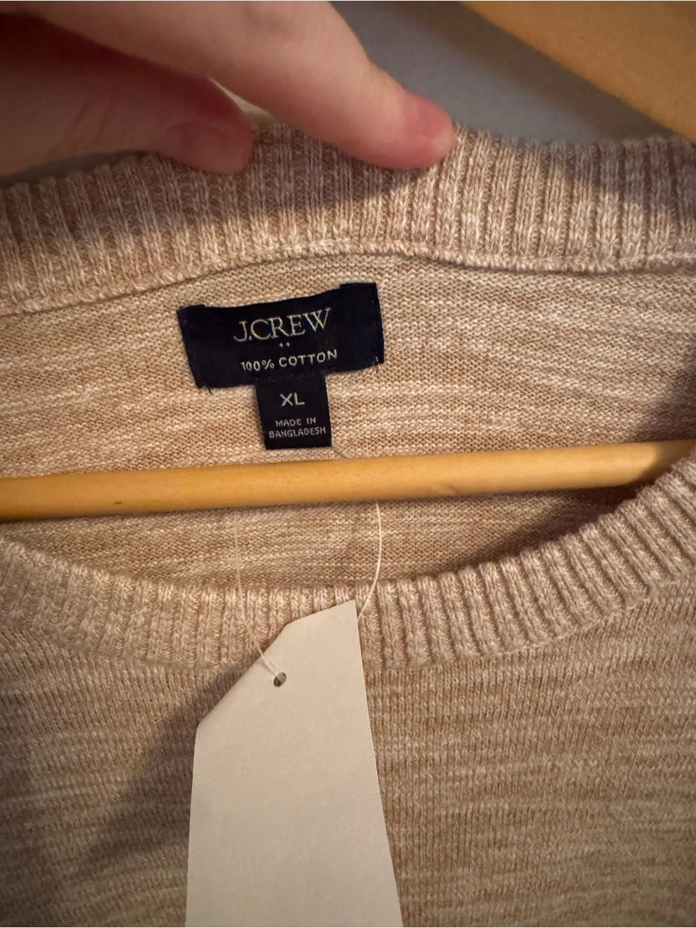 J.Crew tan 100% cotton  Men’s Sweater  in XL NWT